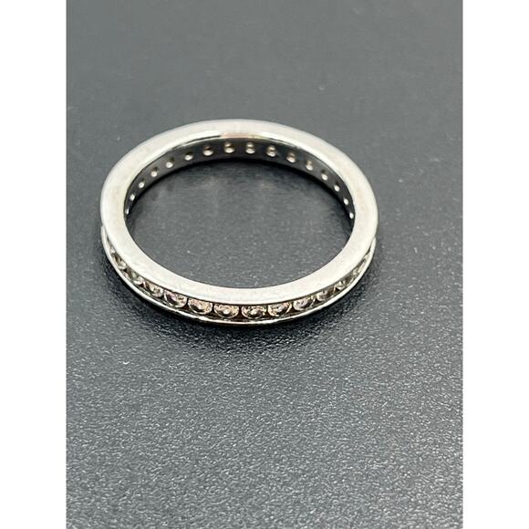 SW Signed Sterling Silver CZ Full Eternity Band Ring Sz 9.5 - Picture 7 of 12